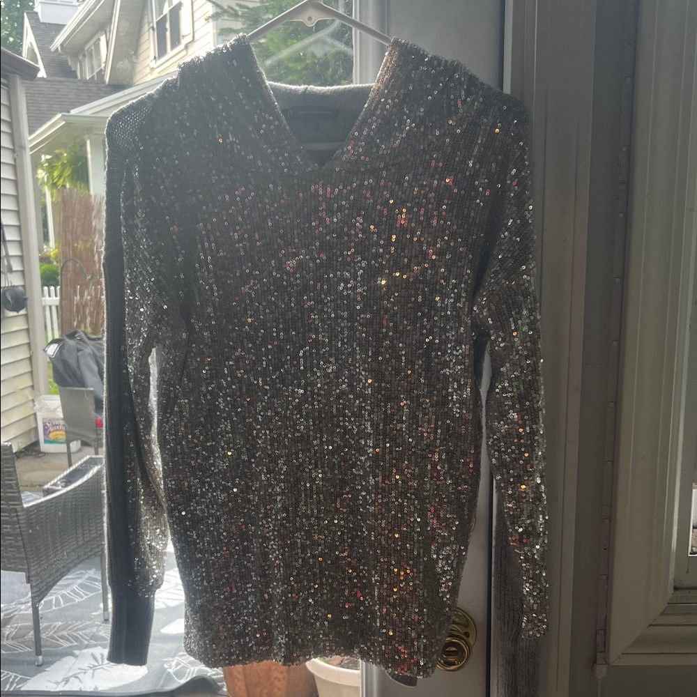 INC International Concepts Silver Sequin Sweater
